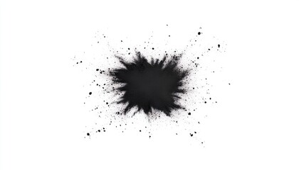 Abstract black ink splash on a white background, creating a dramatic visual effect for artistic use