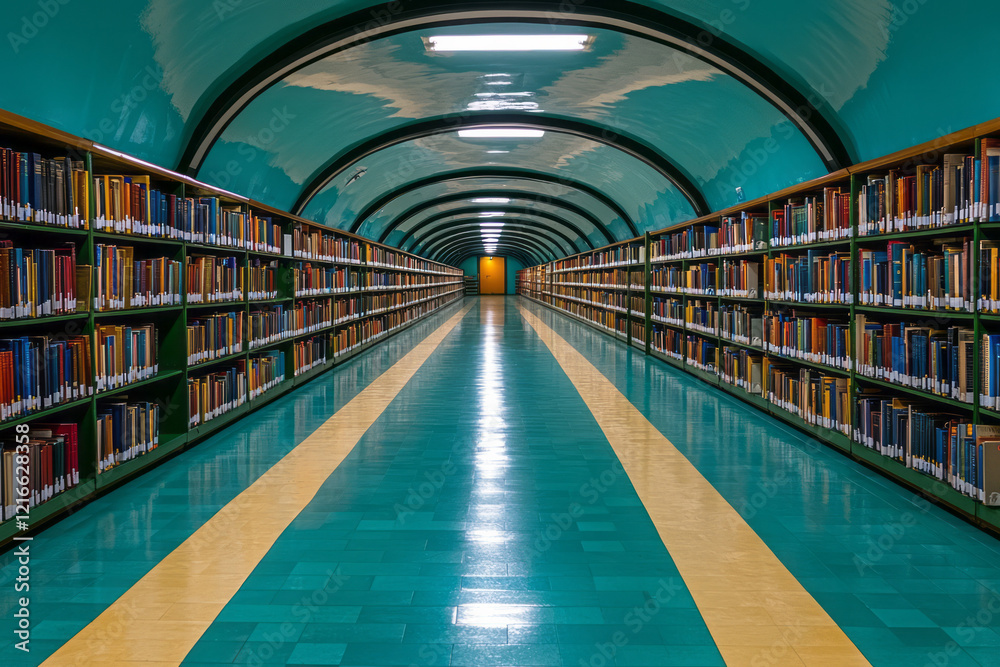 Poster a serene image of a library with secure digital archives, representing the preservation of knowledge