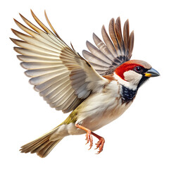 Obraz premium Flying Sparrow isolated on transparent background