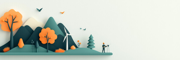 Fototapeta premium A serene image of a renewable energy workshop where engineers are designing sustainable solutions, emphasizing innovation in resource provision and management,