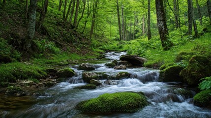 Obraz premium Serene Forest Creek - Nature's Embrace