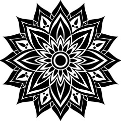 Simple mandala silhouette vector Art design, Floral mandala Illustration, ornament, flower, design, outline, template, pattern, ethnic. mandala design for invitation card, coloring book.