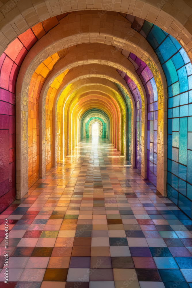 Aufkleber A vibrant photograph of a mirror maze with reflections that create infinite pathways, symbolizing the exploration of endless possibilities in decision-making,