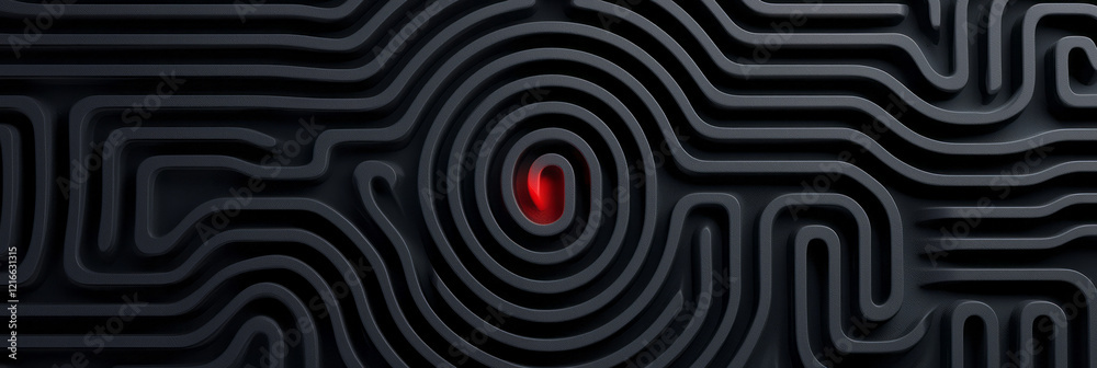 Poster an elegant pattern of interwoven lines and shapes that create a visual illusion of a moving maze, re
