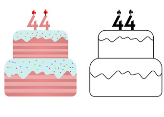 Set of icons cake with number 44
Vector cake on white background not birthday