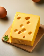 Yellow cheese block with holes