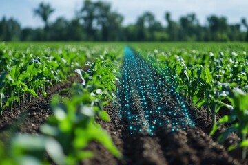 Machine learning algorithms predicting crop yields based on historical data and current conditions.