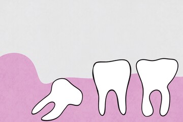 Dental illustration depicting various tooth shapes and gum contours in a minimalist style