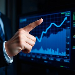 man showing graph on screen