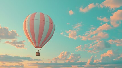 Fototapeta premium Hot air balloon flight at sunset, peaceful sky