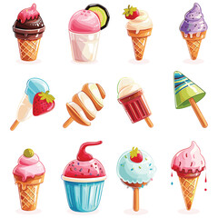 elegant illustration of ice cream set