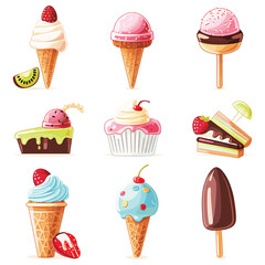elegant illustration of ice cream set