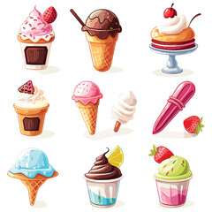 elegant illustration of ice cream set