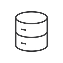 Simple line icon of a database stack, representing data management or servers.