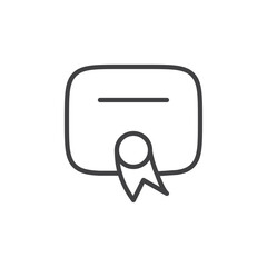 Outline icon of a diploma, representing education or achievement.