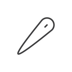 Simple line icon of a needle, symbolizing sewing or precision.