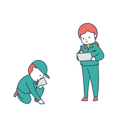 点検・検査・確認をする作業員の男女