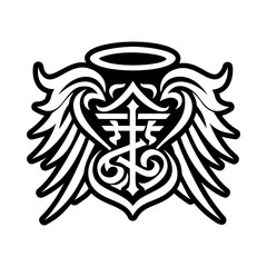 Fototapeta premium A filled style icon of angelic script symbol