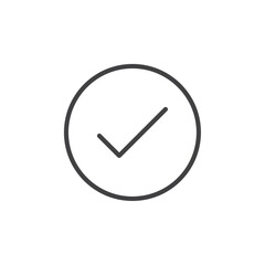 A minimalistic checkmark inside a circle symbolizing verification or approval, commonly used in authentication, tasks, or completed actions.
