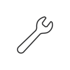 A straightforward wrench icon symbolizing tools, repair, maintenance, or construction, often used in engineering, hardware, or mechanical contexts.