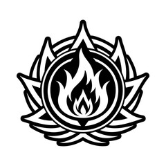 A glyph style icon of spiritual flame symbol