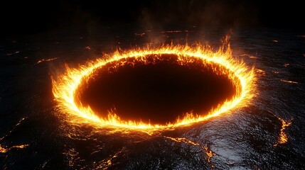 A massive black hole surrounded by a glowing accretion disk of luminous gases.