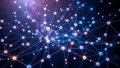 Obraz premium Abstract Network Connection: Digital Nodes and Interconnections