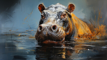 Fototapeta premium Close Up Of Hippopotamus In Water