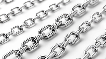 Close-up of metallic chains: Industrial strength and connection