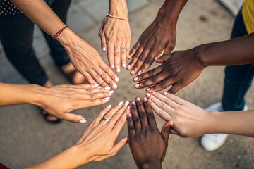 group of people holding hands