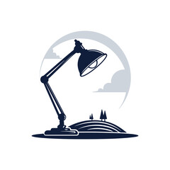 desk lamp silhouette vector line art