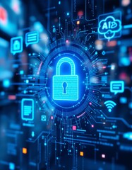 Abstract Data Protection Concept with Digital Lock and Secure Connections