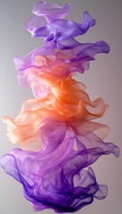 Fluid Forms Dynamic Movement of Purple and Pink Fabric Flowing Isolated on Soft Background.