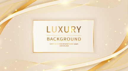 Luxury golden wavy line abstract background with glittery decoration wavy line background for invitations, certificates, award nominations, cover