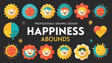 Happy smiling flower children abound graphic design