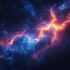 Cosmic Nebula Swirling Fiery Tendrils in Deep Space