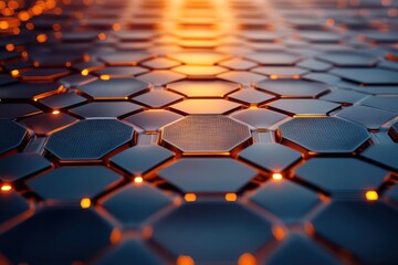 Obraz premium Nano-scale solar cells arranged in a fractal pattern, capturing light from all angles for maximum efficiency