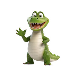 Fototapeta premium Cartoon crocodile with mouth open showcasing playful expression and vibrant colors in a fun design.