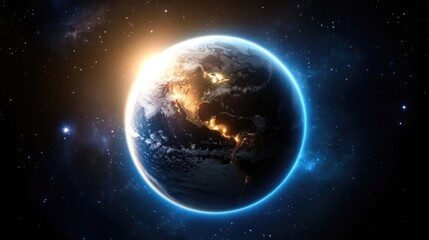 Obraz premium Vivid depiction of Earth as a fiery sphere observed from space, highlighting severe environmental crises and their impact