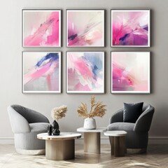 Modern Abstract Wall Art in Trendy Living Room Setting