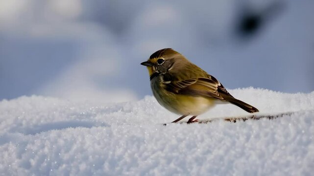 A Golden-crowned Kinglet in the Winter Wonderland