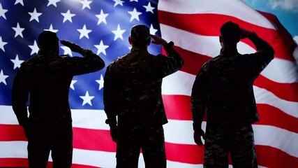 US Military Soldier Saluting Flag. National Hero