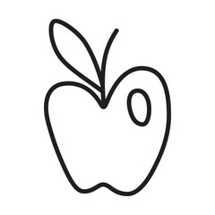 Apple doodle icon hand drawn with thin line in minimalistic style. Vector illustration isolated on white background