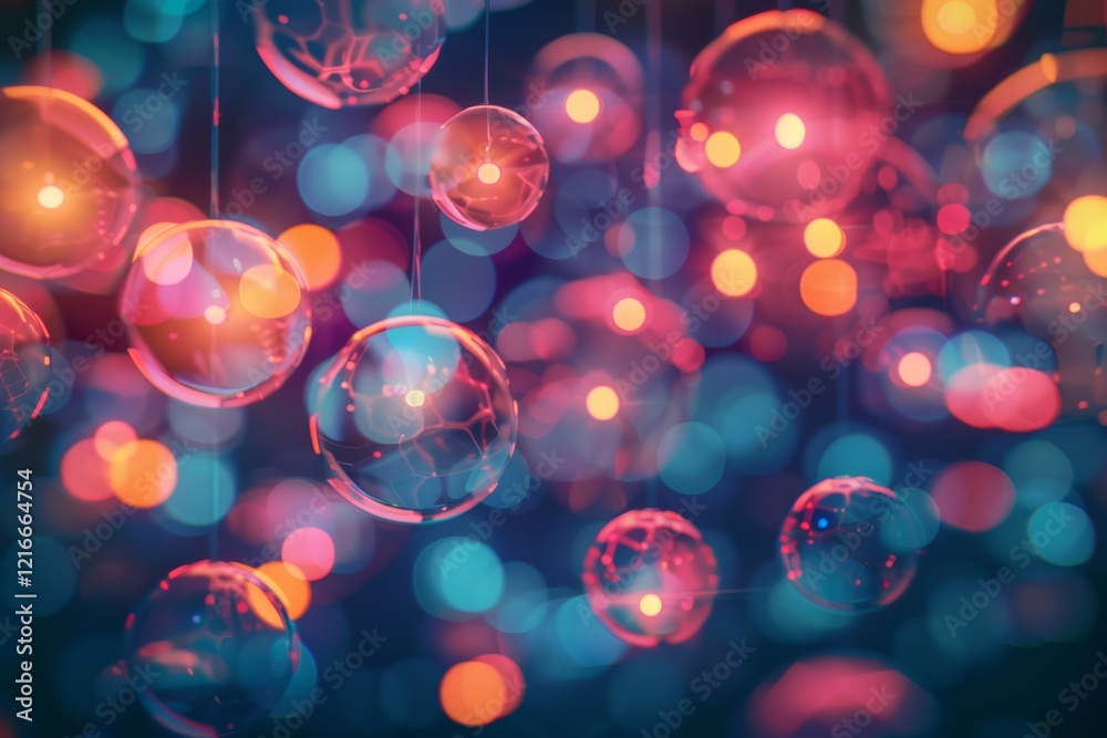 Poster abstract thought bubbles containing cybersecurity concepts, big data visualisation. abstract digital