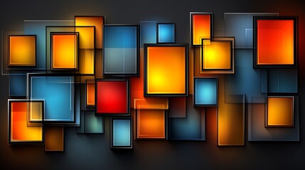 A bold futuristic background of layered geometric shapes in radiant neon hues of yellow, blue, and red.