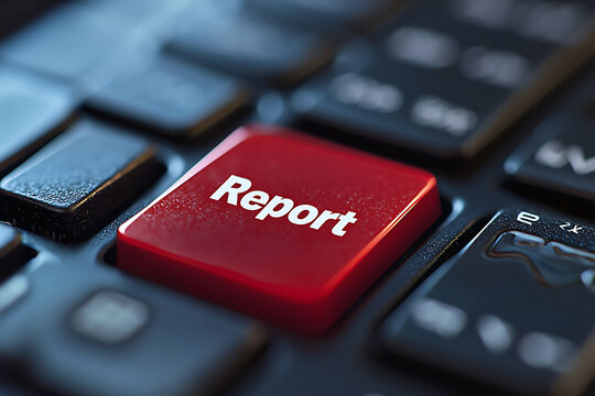 Red keyboard button with the word Report in white text.