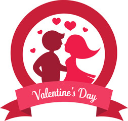 valentine's day greeting with romantic couple vector art illustration 