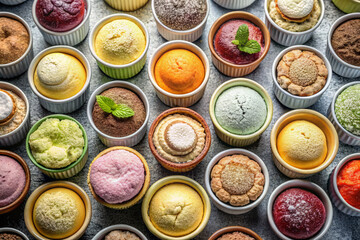 Delightful multicolored desserts in small cups, perfect for any occasion