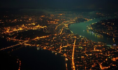 Fototapeta premium Night view of Europe, Generative AI