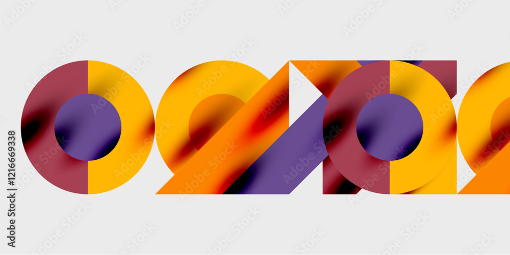 Aufkleber Modern abstract background featuring circles, lines, and triangles in a dynamic geometric composition. Perfect for stylish, tech, or creative-themed designs